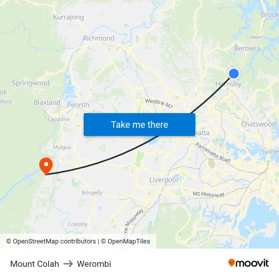 Mount Colah to Werombi map