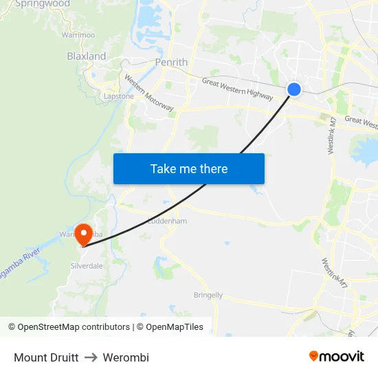 Mount Druitt to Werombi map