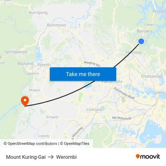 Mount Kuring-Gai to Werombi map