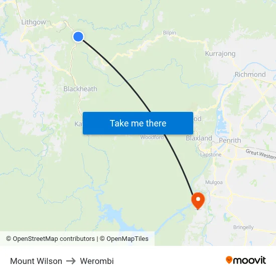 Mount Wilson to Werombi map