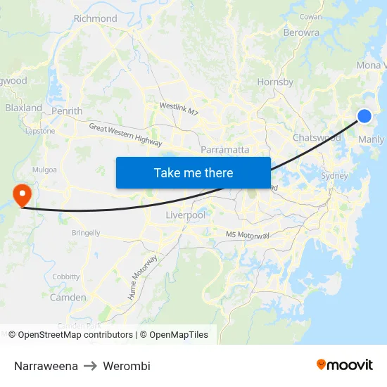 Narraweena to Werombi map