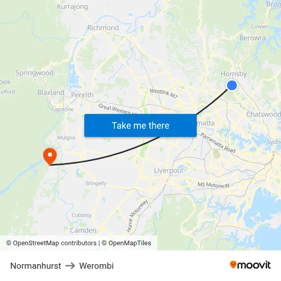Normanhurst to Werombi map