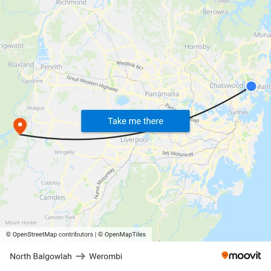 North Balgowlah to Werombi map