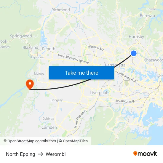North Epping to Werombi map
