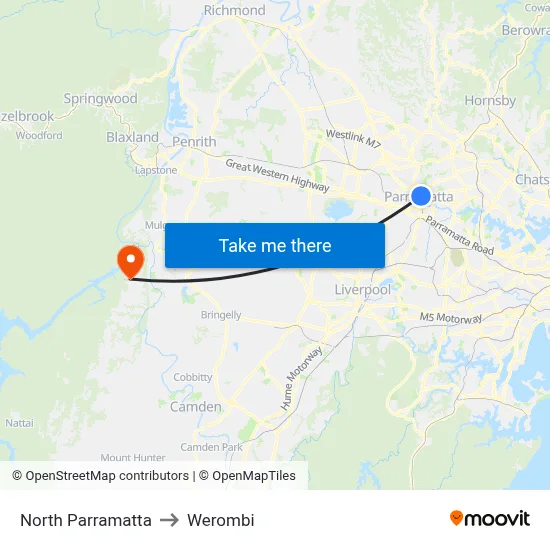 North Parramatta to Werombi map