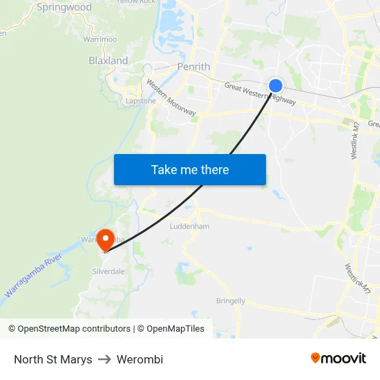 North St Marys to Werombi map