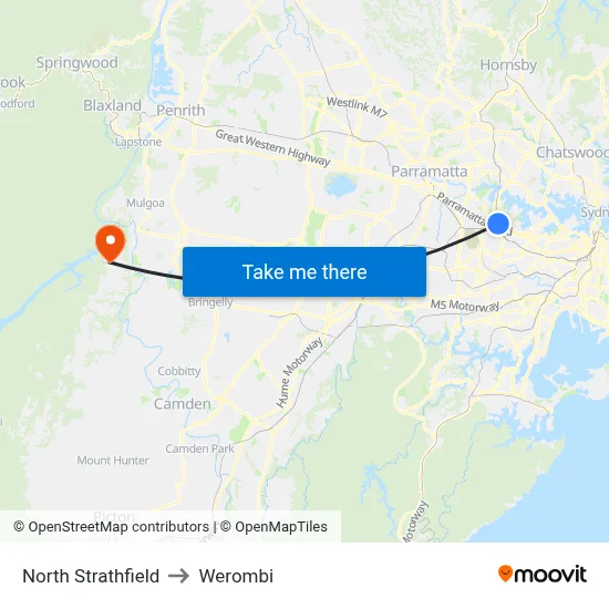 North Strathfield to Werombi map