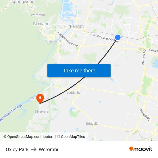 Oxley Park to Werombi map
