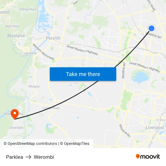 Parklea to Werombi map