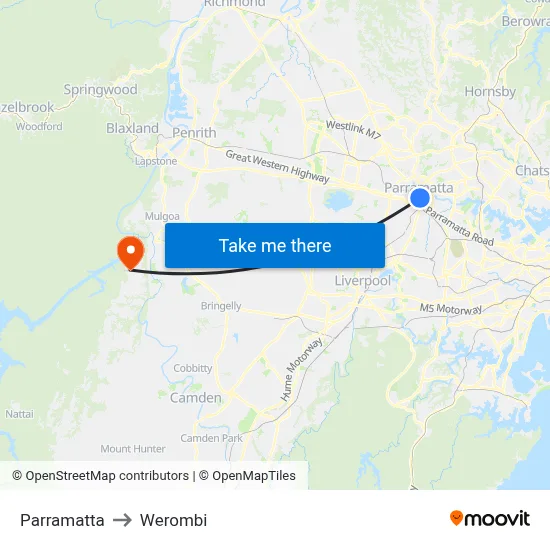 Parramatta to Werombi map