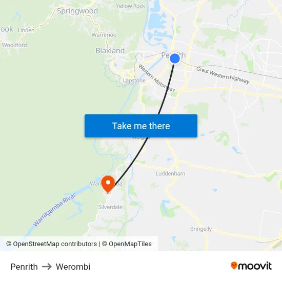 Penrith to Werombi map