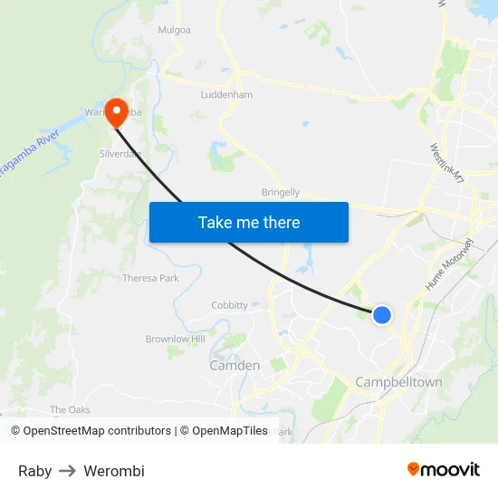 Raby to Werombi map
