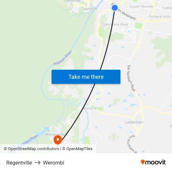 Regentville to Werombi map
