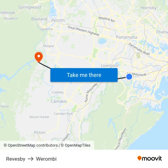 Revesby to Werombi map