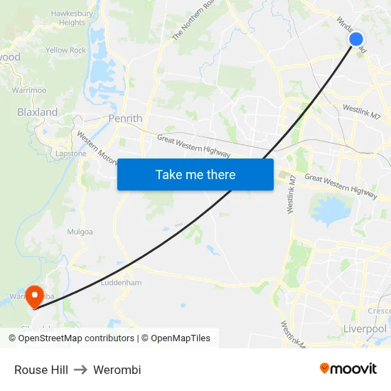 Rouse Hill to Werombi map