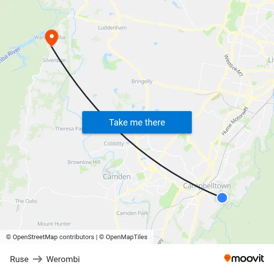 Ruse to Werombi map