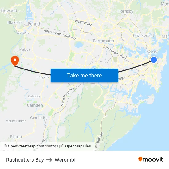 Rushcutters Bay to Werombi map