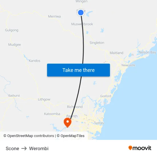 Scone to Werombi map