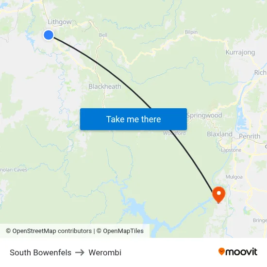 South Bowenfels to Werombi map