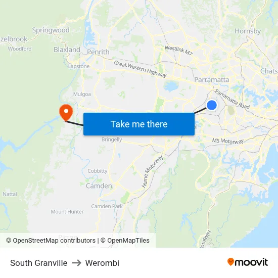 South Granville to Werombi map