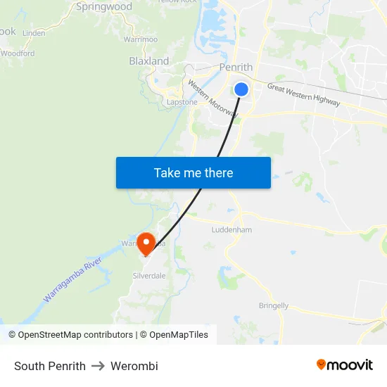 South Penrith to Werombi map