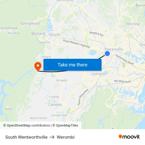 South Wentworthville to Werombi map