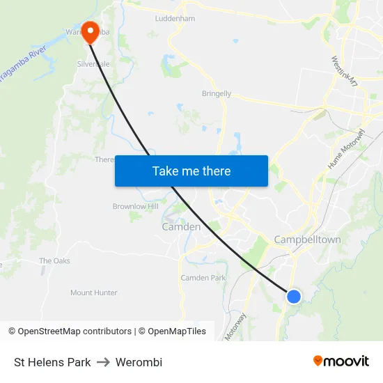 St Helens Park to Werombi map