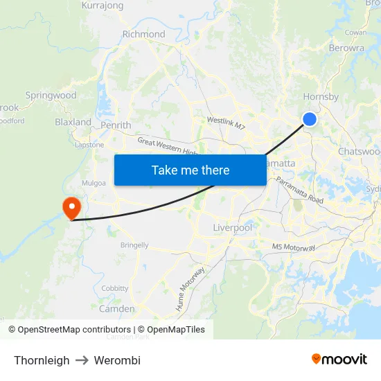 Thornleigh to Werombi map