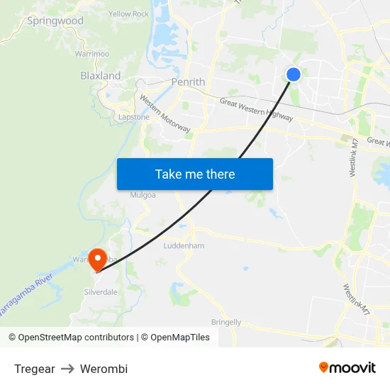 Tregear to Werombi map