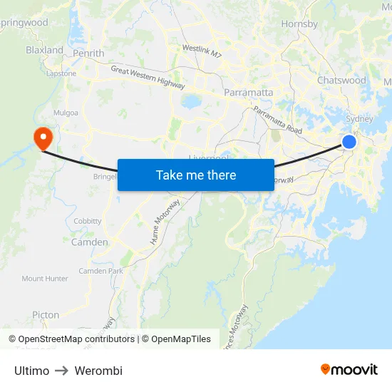 Ultimo to Werombi map