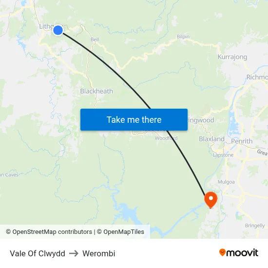Vale Of Clwydd to Werombi map