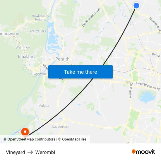 Vineyard to Werombi map