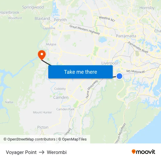 Voyager Point to Werombi map
