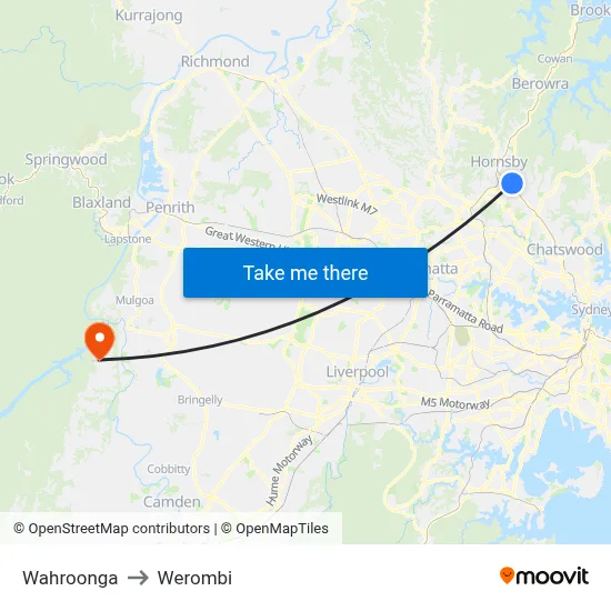 Wahroonga to Werombi map