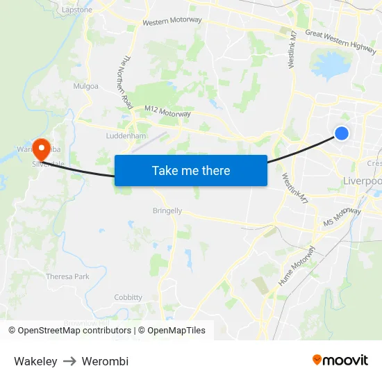 Wakeley to Werombi map