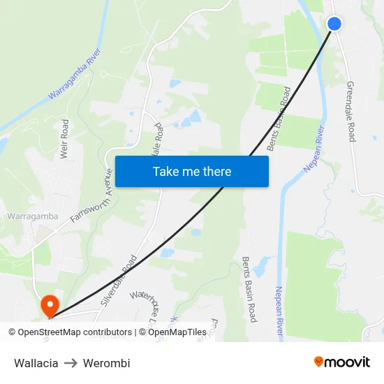 Wallacia to Werombi map