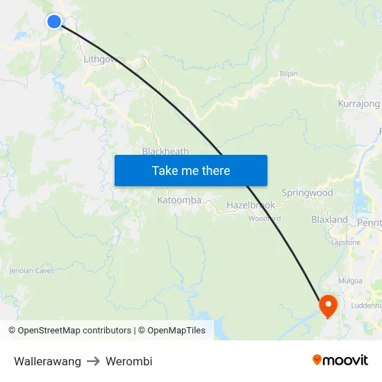 Wallerawang to Werombi map