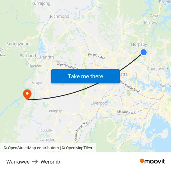Warrawee to Werombi map