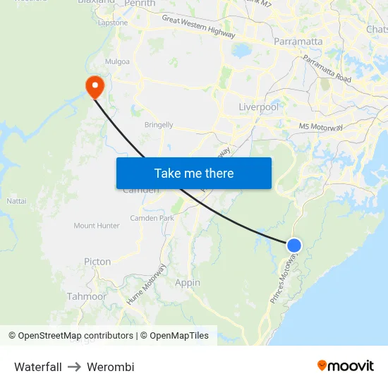 Waterfall to Werombi map