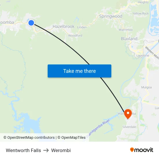 Wentworth Falls to Werombi map