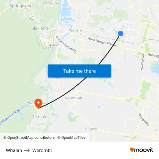 Whalan to Werombi map