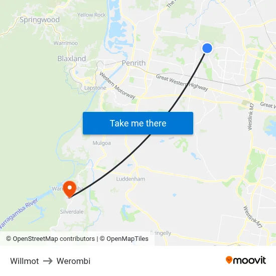 Willmot to Werombi map