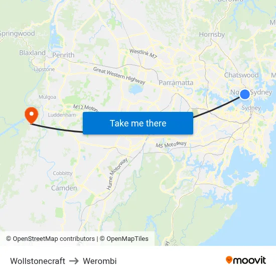 Wollstonecraft to Werombi map