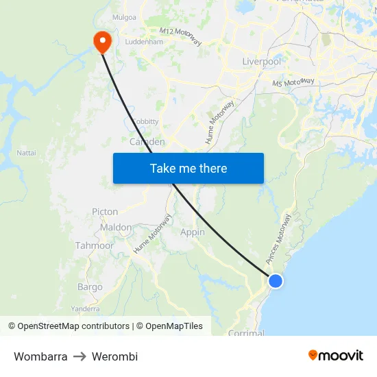 Wombarra to Werombi map