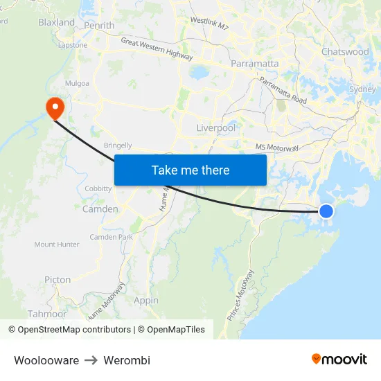 Woolooware to Werombi map