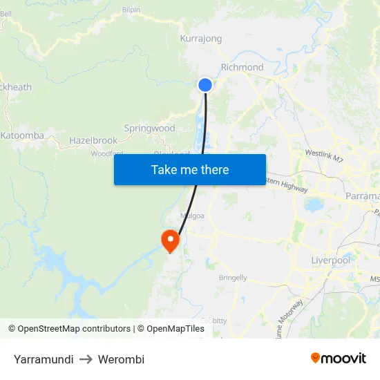 Yarramundi to Werombi map