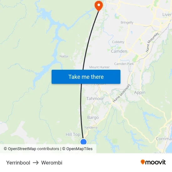 Yerrinbool to Werombi map