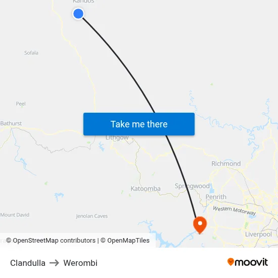 Clandulla to Werombi map