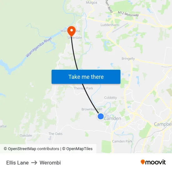 Ellis Lane to Werombi map