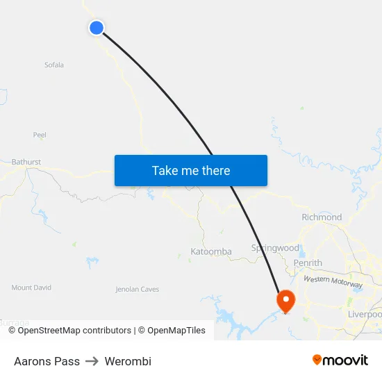 Aarons Pass to Werombi map
